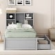 preview thumbnail 16 of 41, Twin Size Platform Bed Heavy Duty Wood Platform Bed with Bookcase Headboard and 2 Drawers, Built-in USB Port for Bedroom Grey - Twin