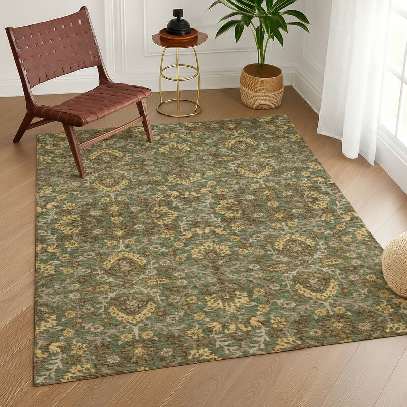 Machine Washable Indoor/ Outdoor Traditional Hartman Chantille Rug