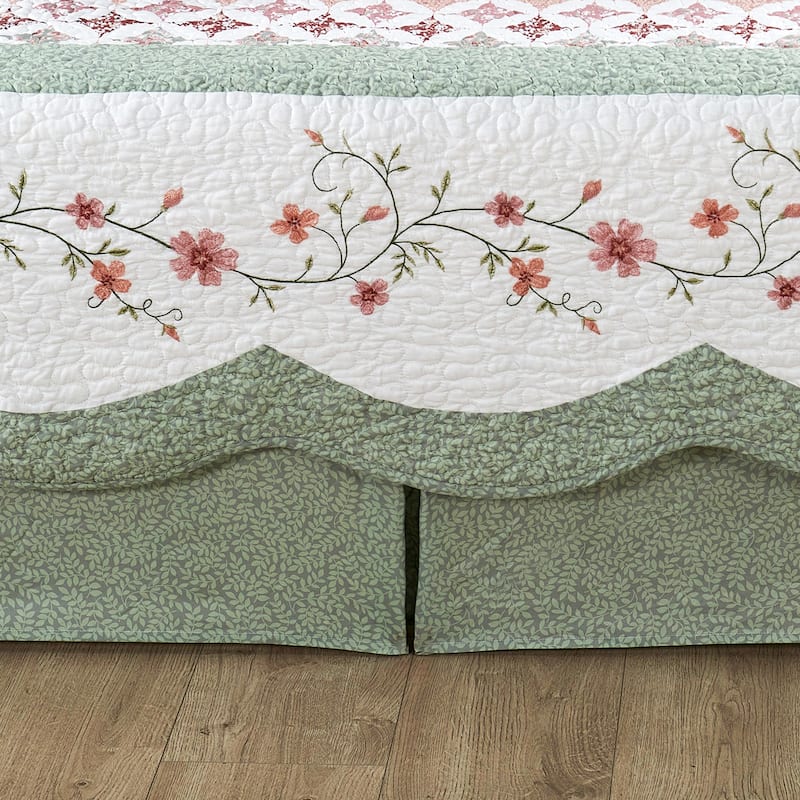 5 Piece Embroidered Daybed Cover Set with Bedskirt