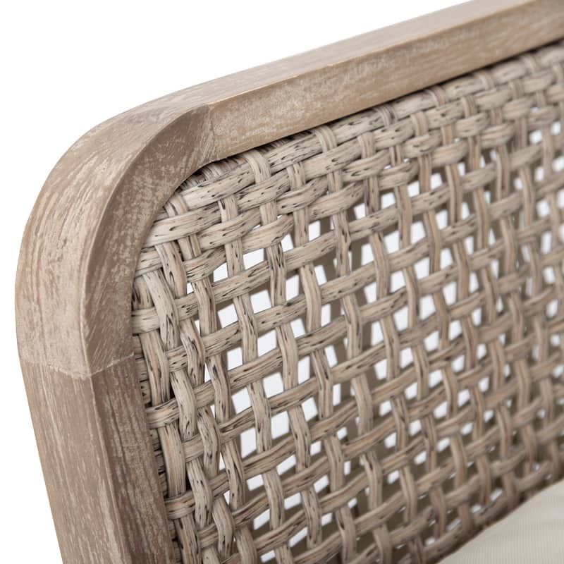 Outdoor Acacia Wood Patio Club Chair with Waterproof Thick Cushion