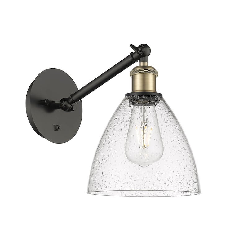Innovations Lighting 317-1W-14-8 Bristol Sconce Bristol Glass 14" Tall - Black Antique Brass / Seedy