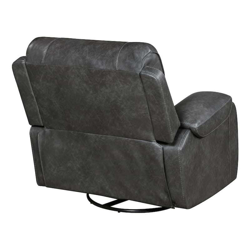 Ashton 40.5" Faux Leather Swivel Glider Recliner - 360-Degree Swivel