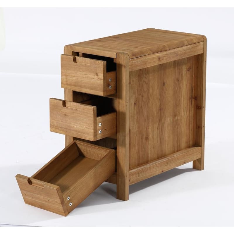 Solid Wood End Table with Drawers