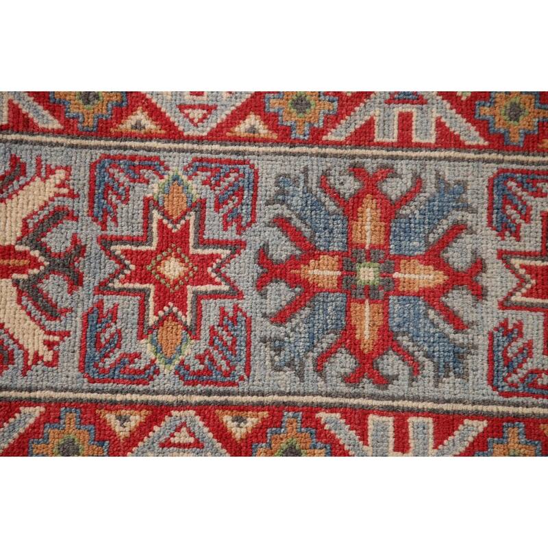 Kazak Living Room Area Rug Hand-Knotted Wool Carpet - 6'9" x 10'1"