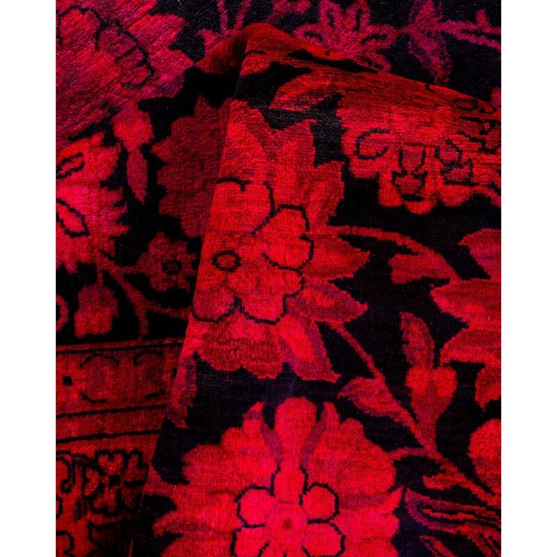 Overton Hand Knotted Wool Vintage Inspired Modern Contemporary Overdyed Pink Area Rug - 4' 1" x 6' 4"