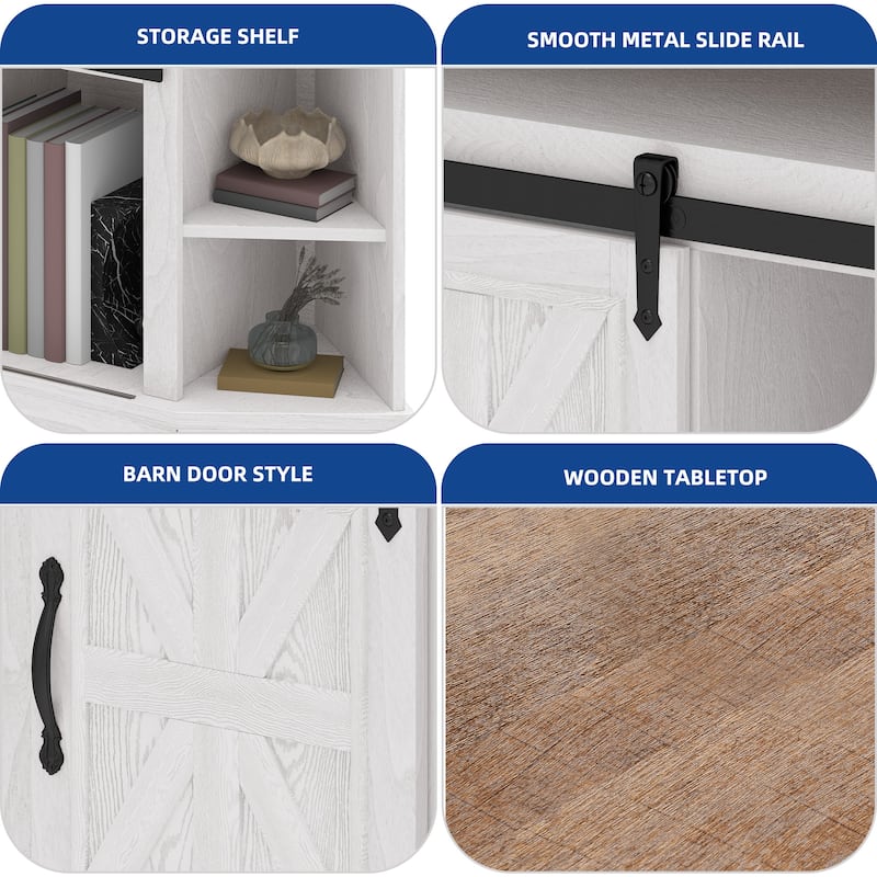 Moasis 47.2" W Corner TV Stand with Power Outlet, Barned-Door Cabinet