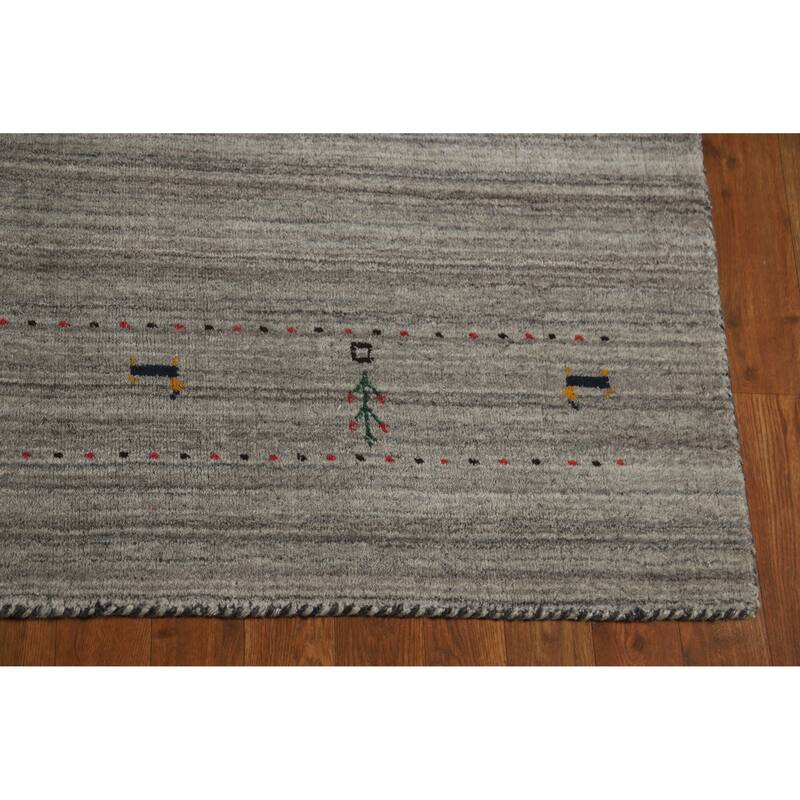 Oriental Grey Gabbeh Indian Area Rug Handmade Wool Carpet - 5'1" x 7'8"