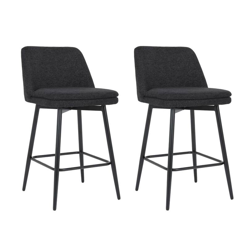 Counter Height Swivel Bar Stools Set of 2, 360°Swivel Upholstered Barstools with Back and Metal Legs, Counter Stools
