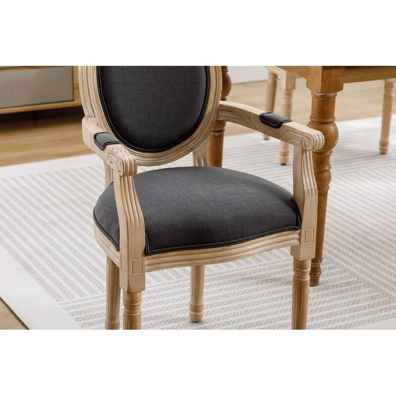 French Country Style Dining Chairs With Rattan Back and Footrest-Set of 2（2 Colors）