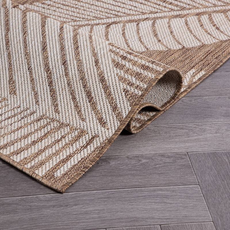World Rug Gallery Distressed Palm Leaves Textured Flat Weave Indoor/Outdoor Area Rug