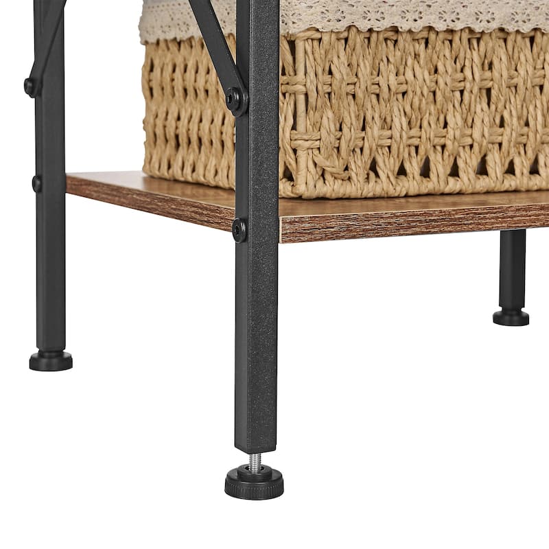 Javlergo 2 Pack X Frame Nightstand with Removable Fabric Drawer Easy to Clean Multifunctional End Table with Open Shelf