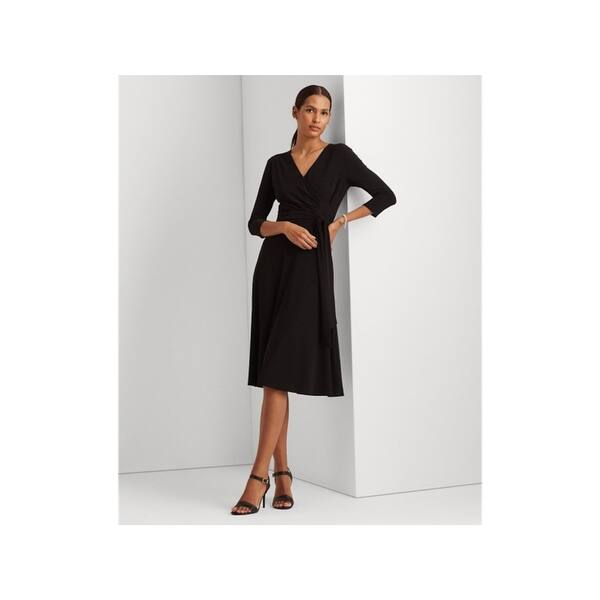 princess polly baby blue dress Polo Ralph Lauren Black Leather Trim Stretch Knit Short Dress S Polo Ralph  Lauren main image 0