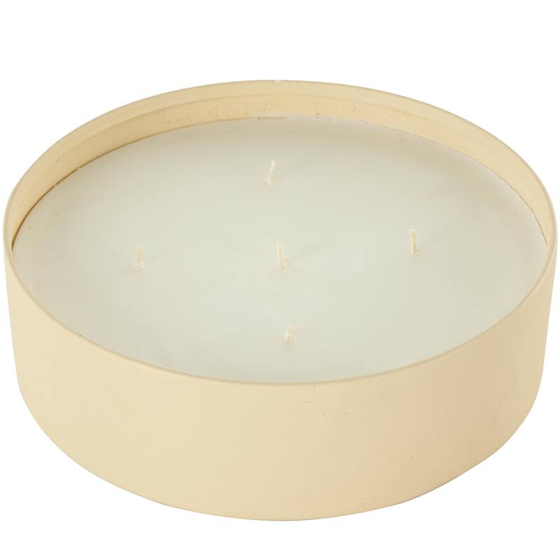 Cream, Black or Beige Metal Scented Textured 59oz 5 Wick Decorative Candle with White Wax