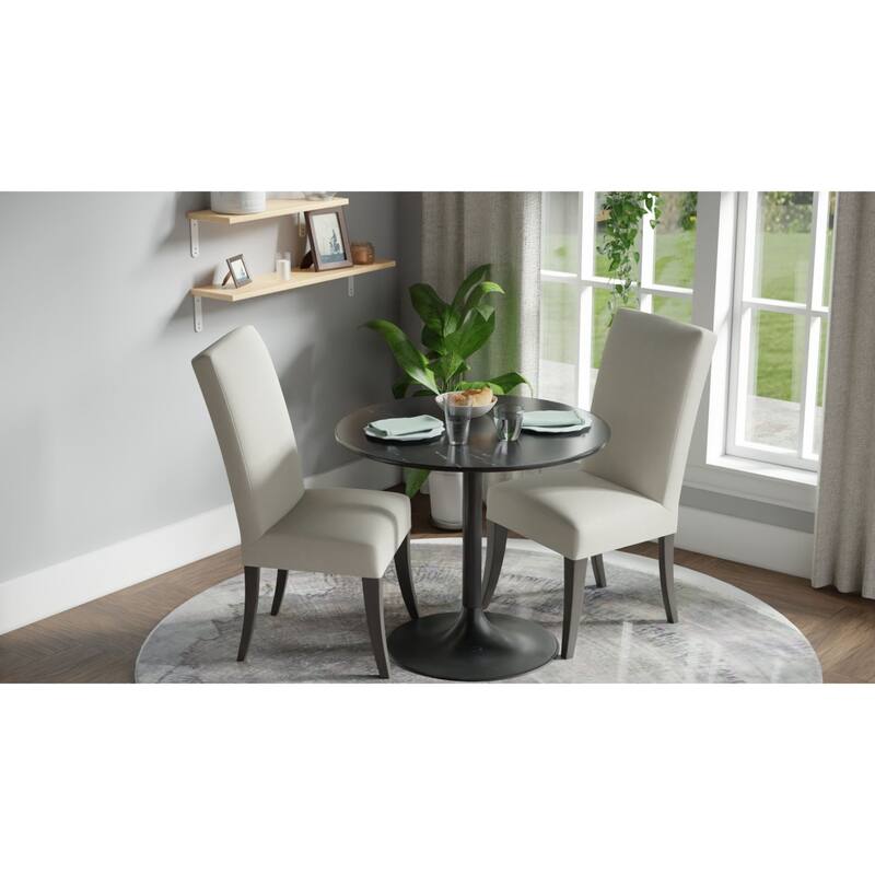 Circular Marble Top Pedestal Dining Table - 36" - Black