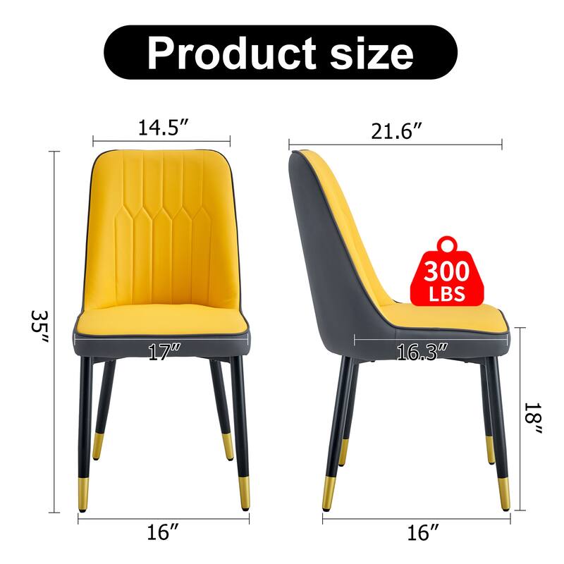 Modern Faux Leather Dining Chair Set of 4, Upholstered Kitchen Side Chair with Metal Legs Armless Chair for Living Room