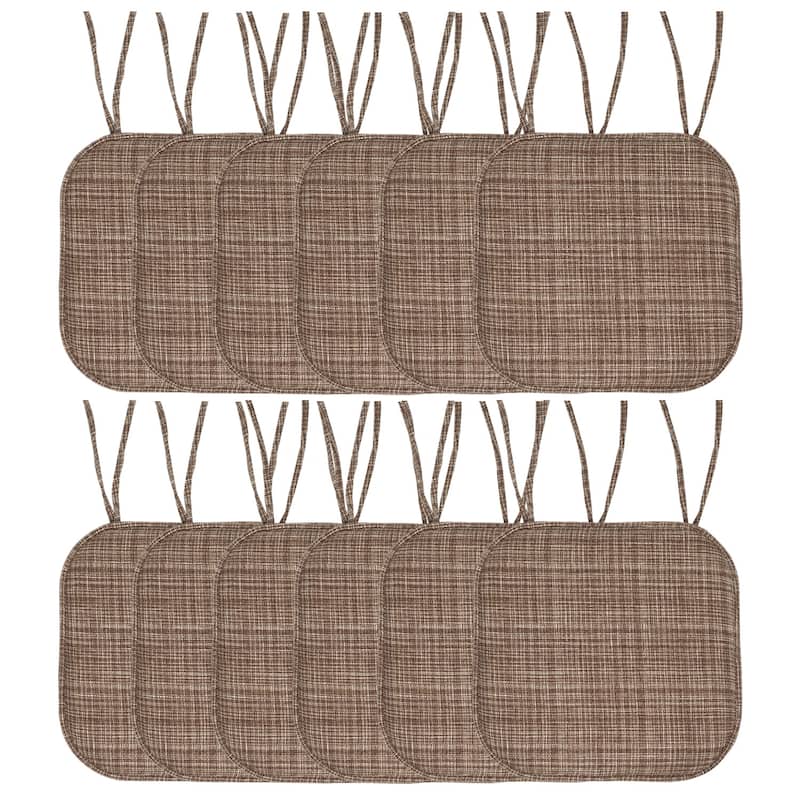 Aria Memory Foam Non-Slip Chair Pad with Ties - Set of 12 - Dark Brown