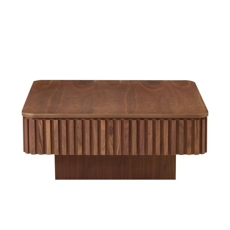 35.43 Inch Handcraft Drum Coffee Table Square Coffee Table,Lift Top Wooden Coffee Table with Hidden Storage Space