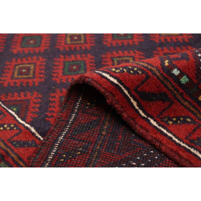 ECARPETGALLERY Hand-knotted Baluch Dark Navy, Red Wool Rug - 3'3 x 6'4
