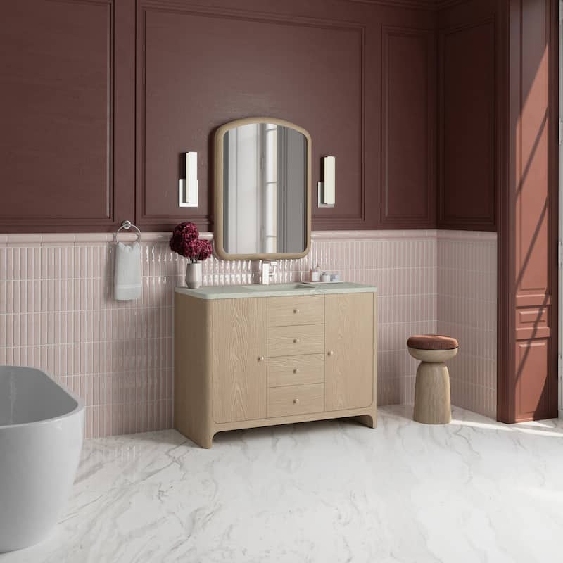 Gracyn 48" S Vanity, Driftwood, w/FreePower Wireless Charger