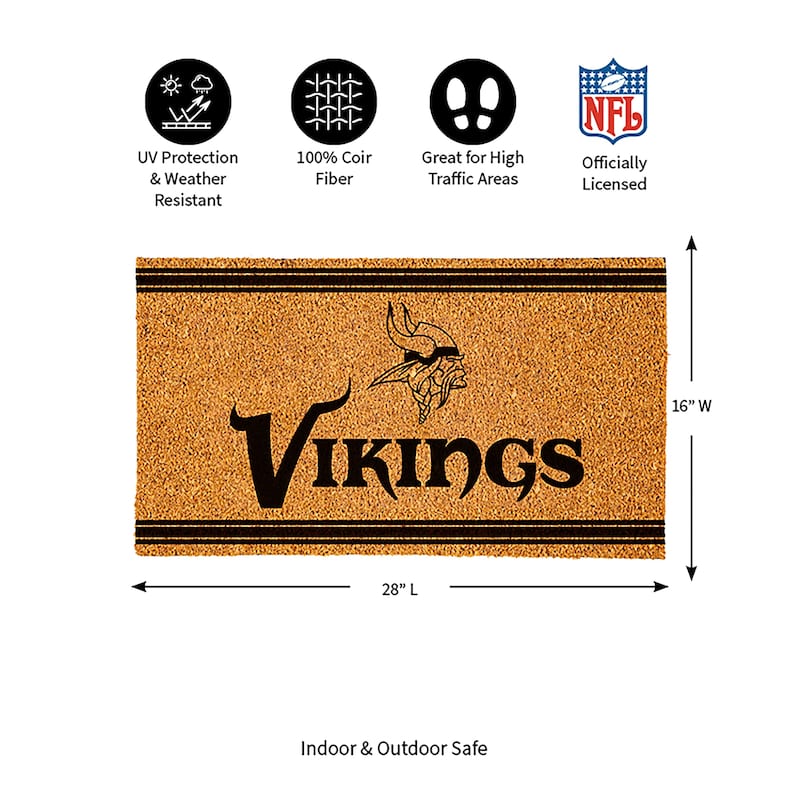 Minnesota Vikings Monochrome Indoor/Outdoor Coir Door Mat