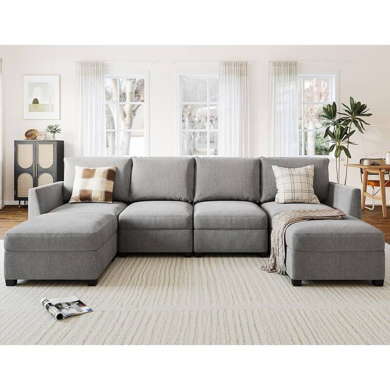 Sectional Sofa with Storage Seats
