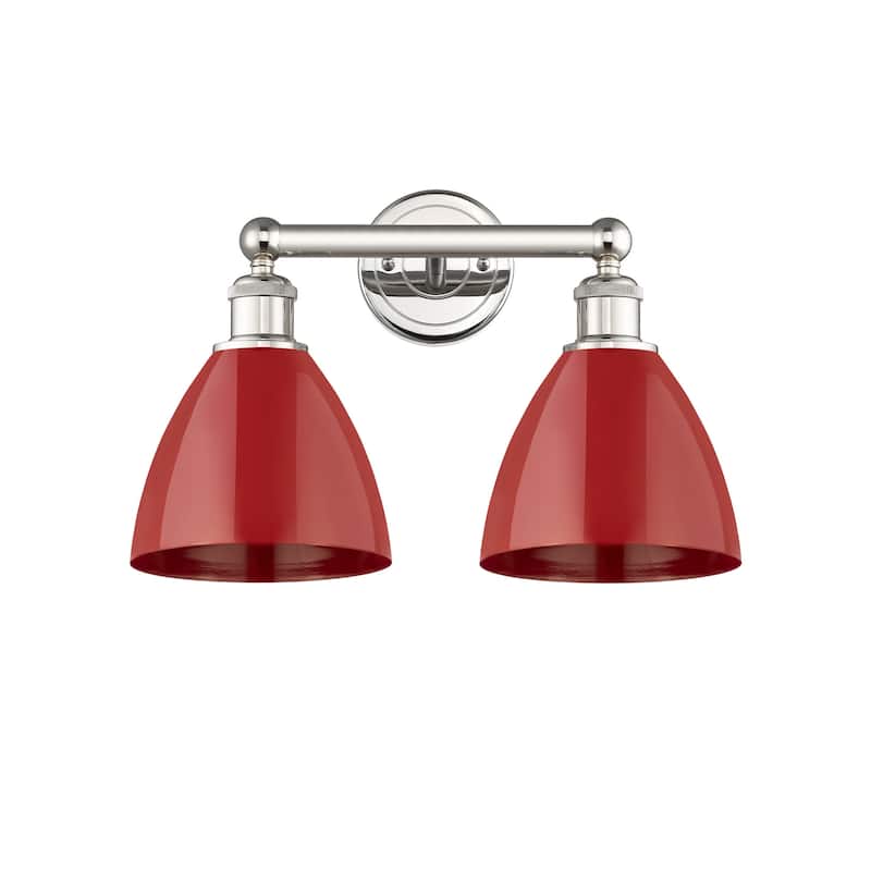 Innovations Lighting 616-2W-12-17 Plymouth Vanity Plymouth Dome 2 - Polished Nickel / Red
