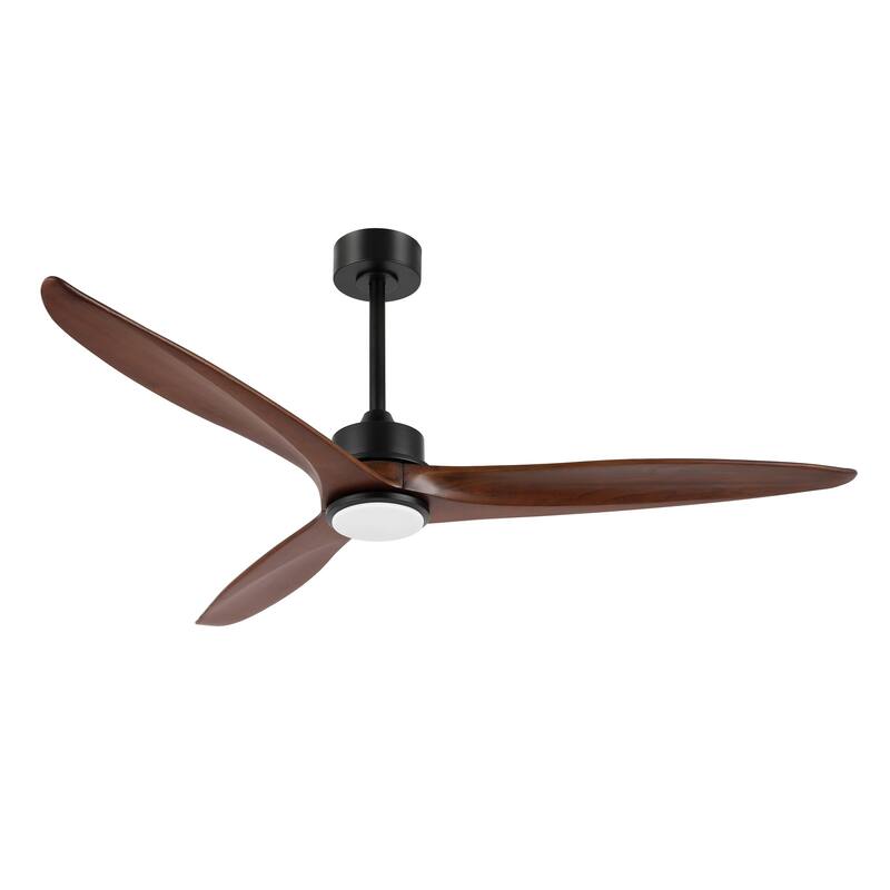 60" Solid Wood 3-Blade LED Ceiling Fan with Light Kit and Remote Control