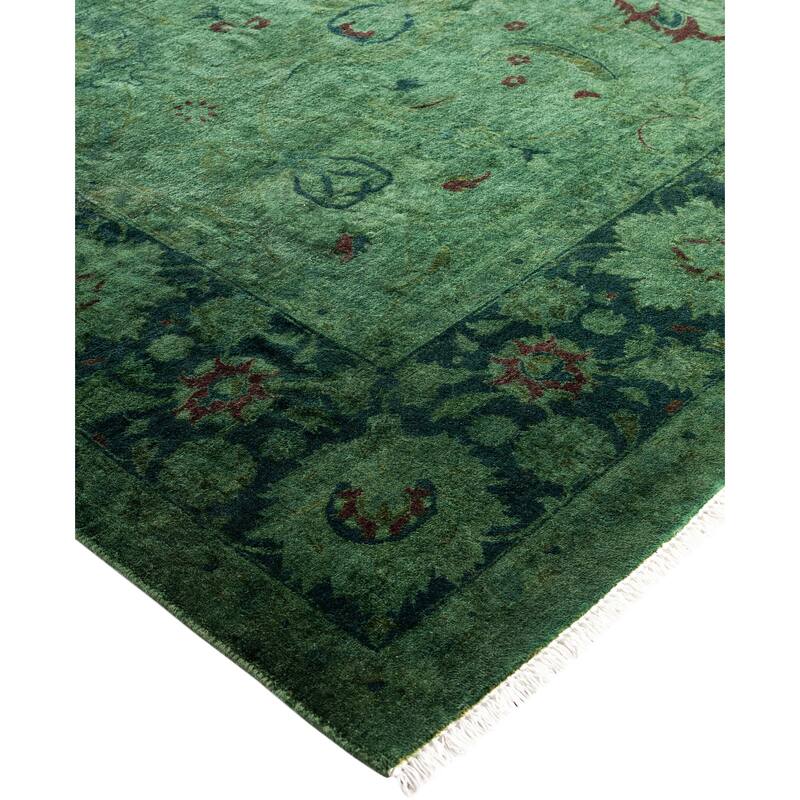 Overdyed One-of-a-Kind Hand-Knotted Area Rug - Green - 6' 1" x 8' 10"