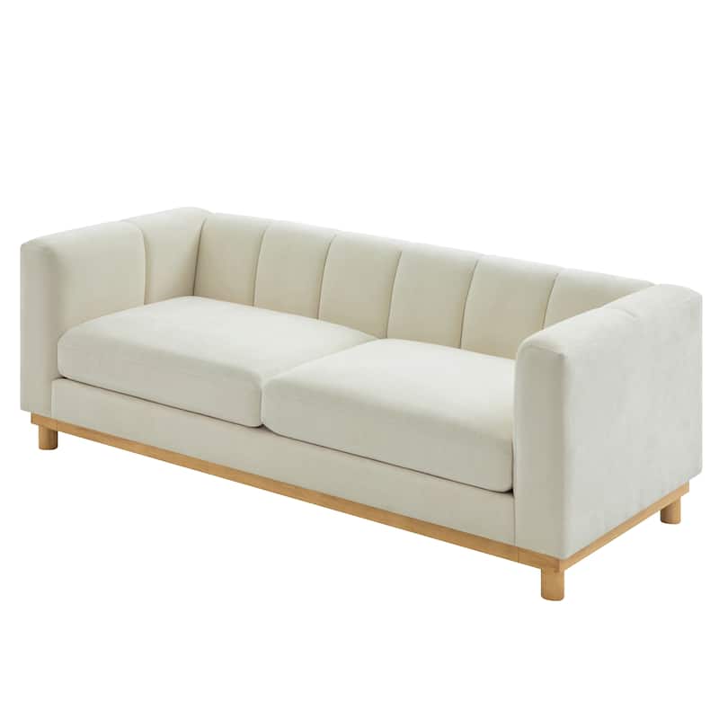 Christopher Knight Home - Modern Mid-Century 78.7" Tufted Back Upholstered 3-Seater Sofa with Foam-filled Seat Cushions