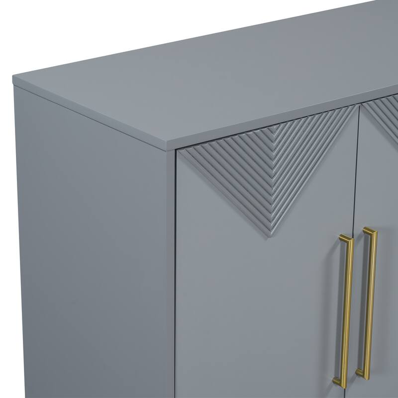 Grey Accent Cabinet Triangular Pattern Storage Cabinet Buffet Sideboard