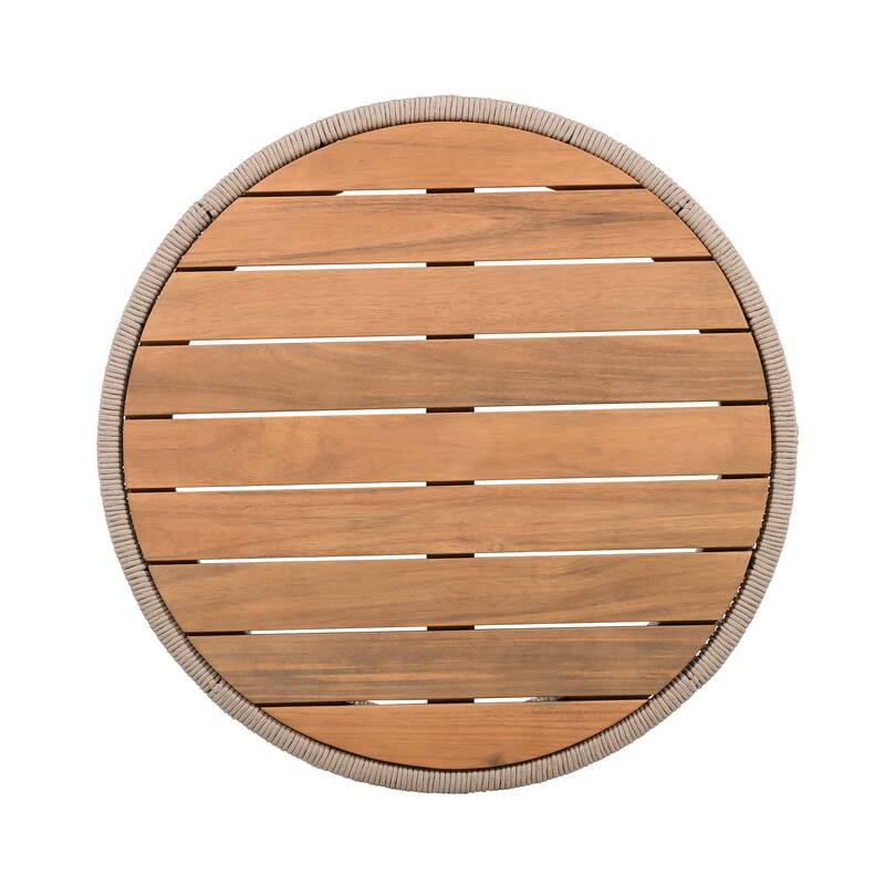 Rustic Industrial Table Set of 2,Coffee Table & Side Table with Woven Rope Design, Modern Functionality Stylish Table Set