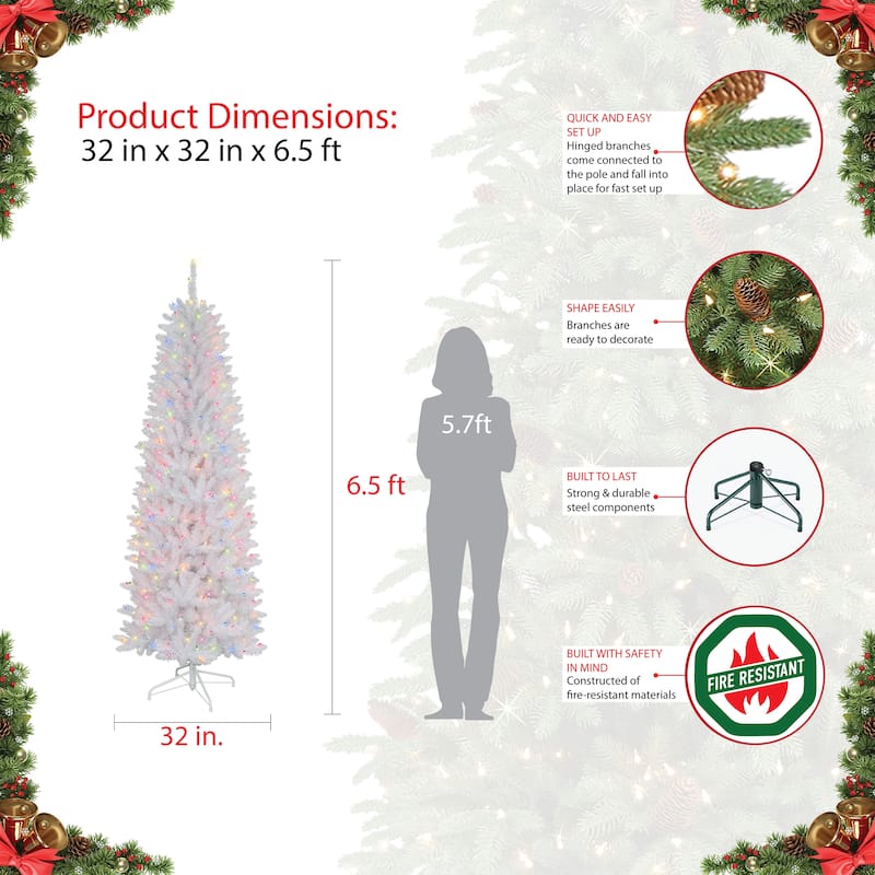 Puleo International 6.5 ft. White Pencil Fraser Fir Christmas Tree
