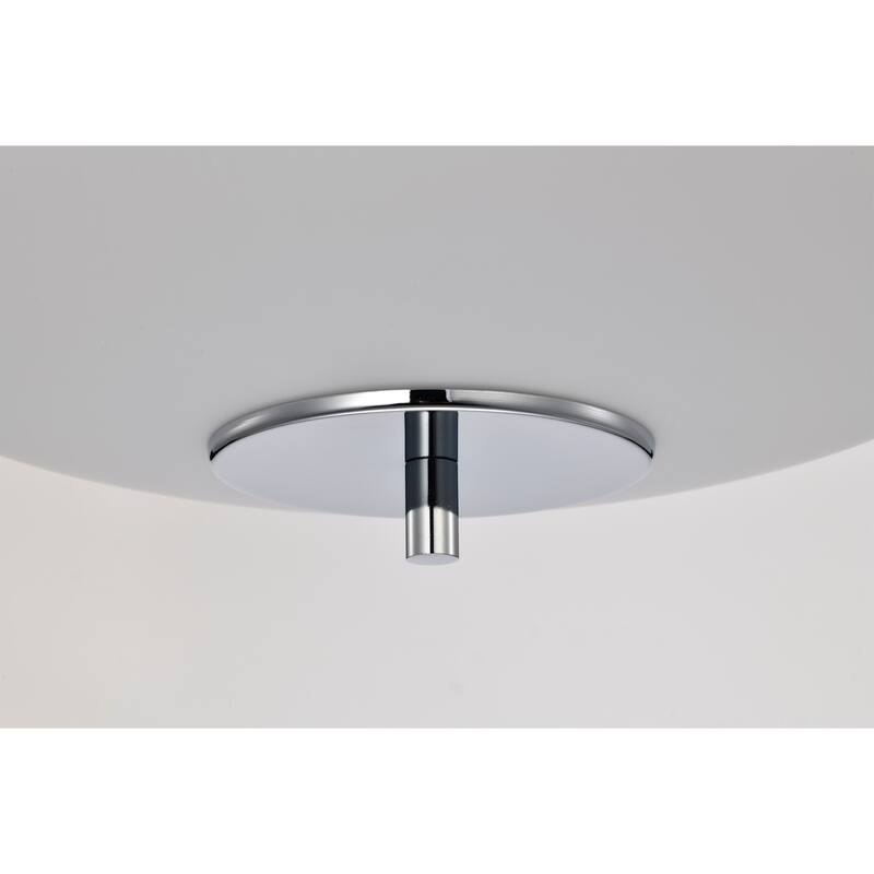 Caio Chrome Pendant Light with Oval Disk Frosted Glass Shade
