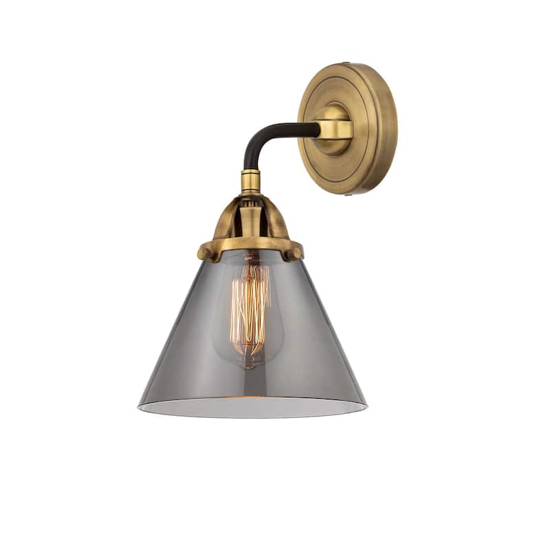 Innovations Lighting 288-1W-11-8 Cone Sconce Cone 11" Tall Wall Sconce - Black Antique Brass / Plated Smoke