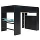 preview thumbnail 11 of 43, Full Size Wood Bunk Bed with Height-Adjustable Desk, Wardrobe, Ample Storage Space and RGB Light