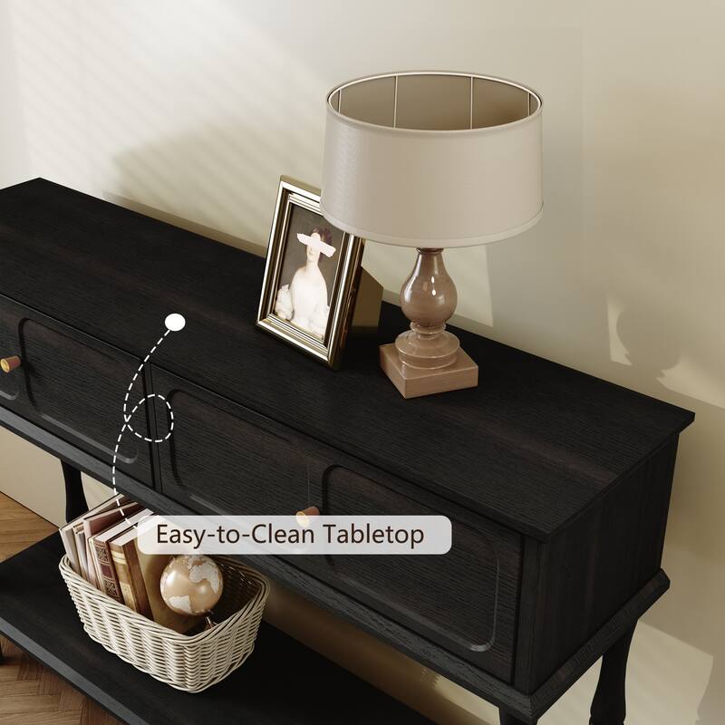 Mid-Century Console Table with 2 Doors for Entry and Living Room