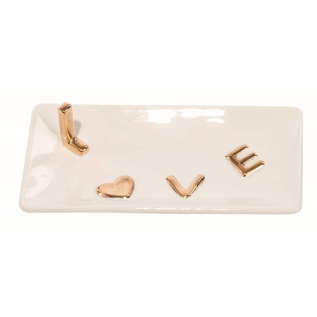 Transpac Dolomite 6 in. Off-White Valentines Day Love Trinket Dish