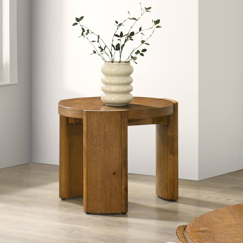 Furniture of America Minst Modern Wood Round End Table - Walnut