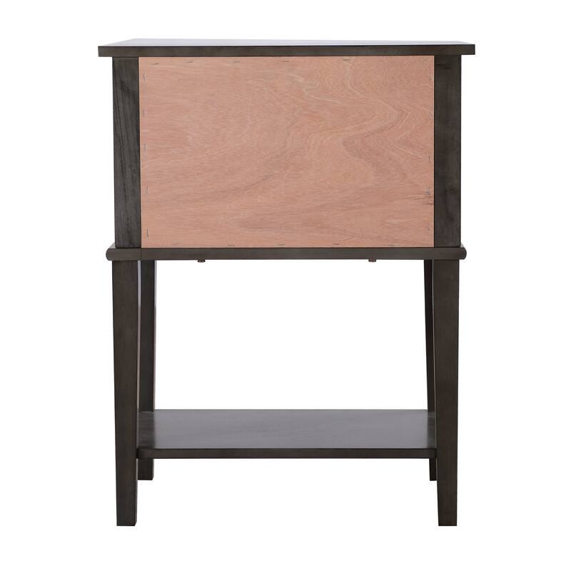 Modern 22-in Metal Hand Holder 2-Drawer Wood Nightstand with Shelf