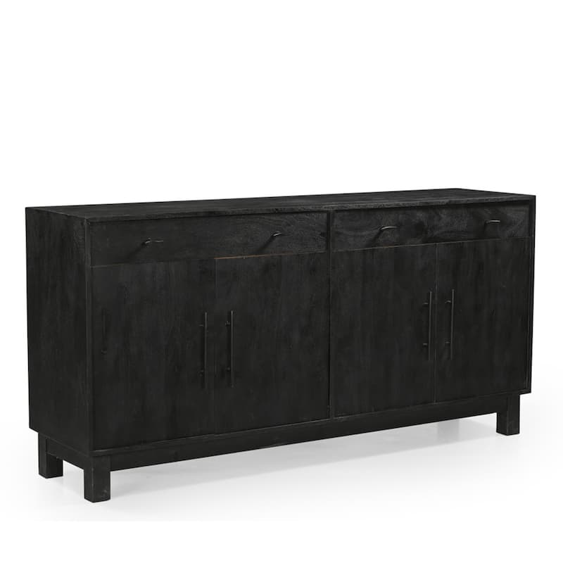 Grackle Solid Wood 4 Door Sideboard Buffet Sideboard Cabinet - Black