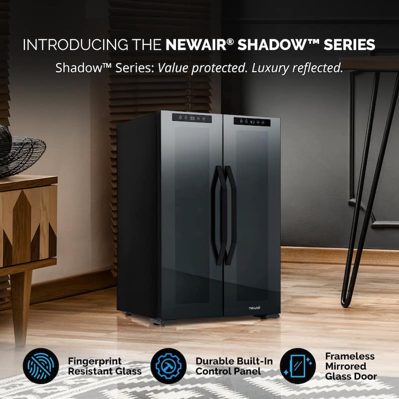 Newair Shadow Series Wine and Beverage Refrigerator, 12 Bottles & 39 Cans