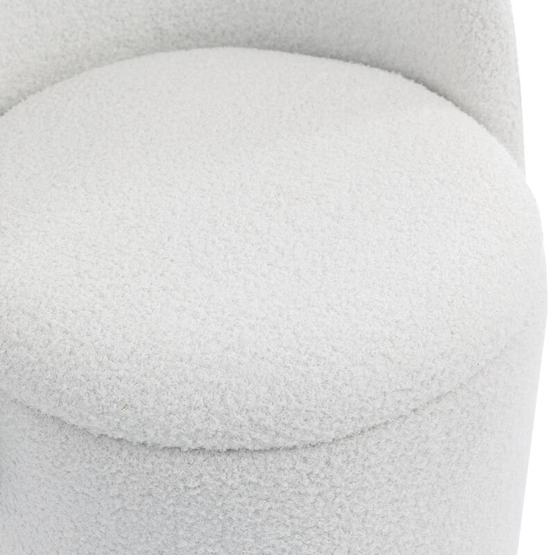 Stylish Upholstered Barrel Chair: 360°Swivel Vanity Stool for Bedroom & Dining Chair, Built-in Storage, Soft Padded Accent Seat