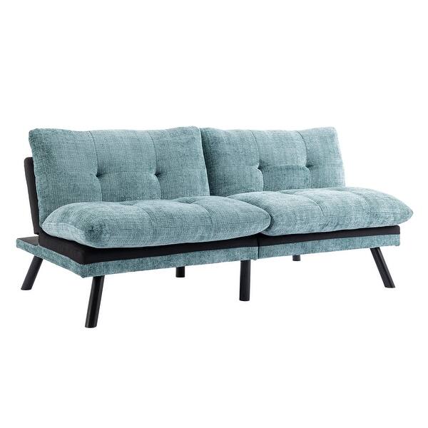 2Seater Convertible Sofa Bed Chenille Loveseat Futon Bed Armless