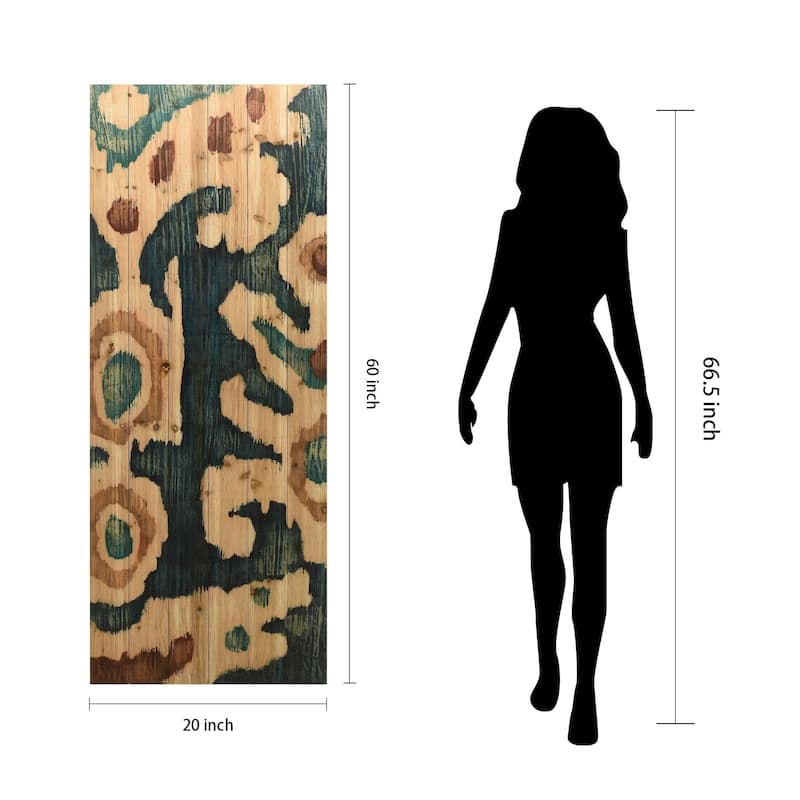 "Ocean Ikat A" Arte de Legno Digital Print on Solid Wood Wall Art