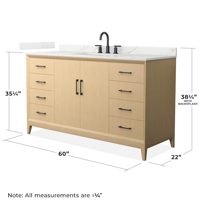 Wyndham Collection WCH7575-60S-QTZ-US3MXX Janna 60" Free Standing