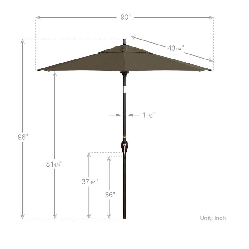California Umbrella 7.5' Round Crank Lift, Push Button Tilt Aluminum Patio Umbrella, Bronze Pole, Outdoor Rated Red Fabric