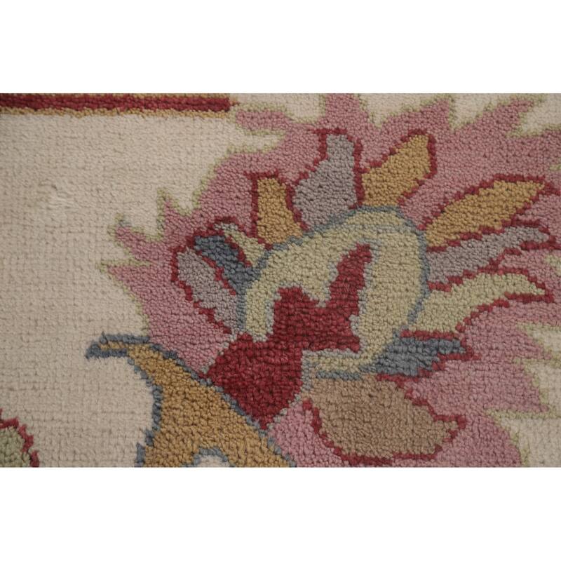 Floral Blue Oushak Area Rug Handmade Wool Carpet - 9'3"x 11'10"