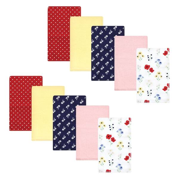 slide 1 of 1, Hudson Baby Infant Girl Cotton Flannel Burp Cloths, Wildflower, One Size - Wildflower - One Size One Size - Wildflower