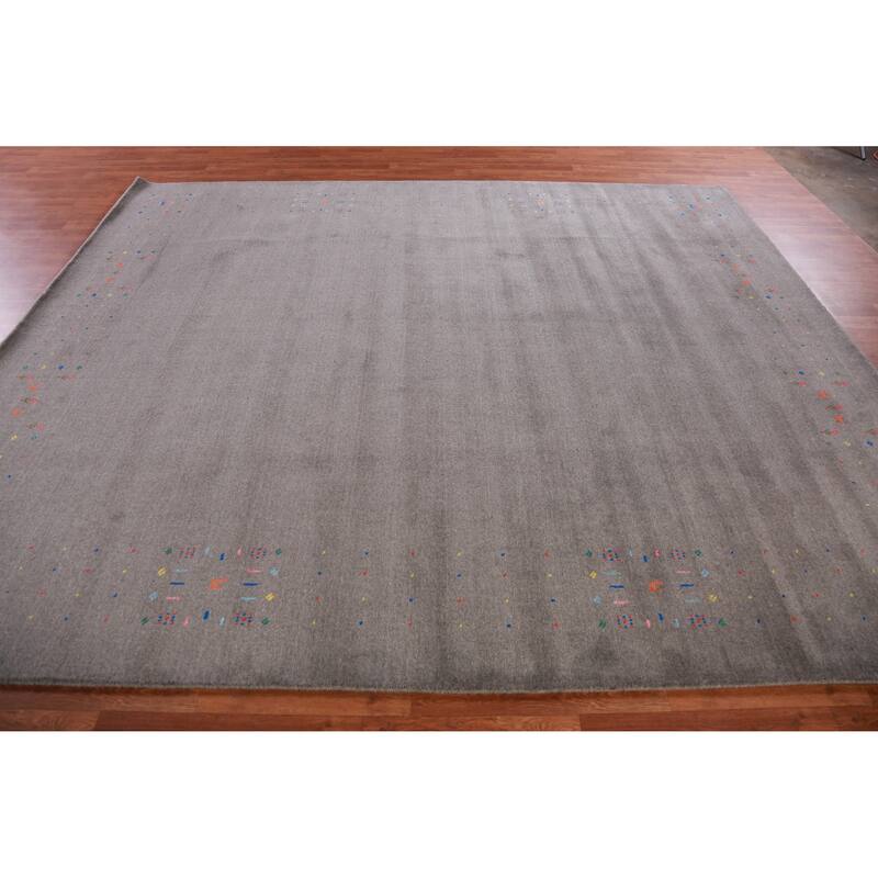 Hand Knotted Oriental 100% Wool Carpet Tribal Tribal Greys & Charcoal Gabbeh Area Rug - 10' 1'' X 8' 5''