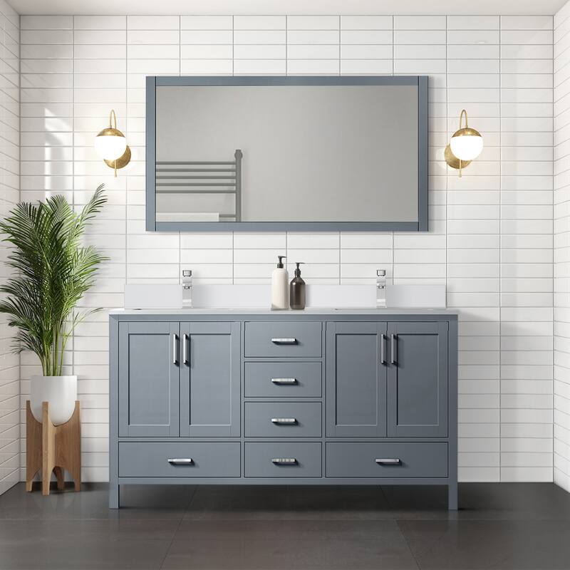 Jacques 72 in. W x 22 in. D White Bath Vanity and Cultured Marble Top - 72 Inch - Dark Grey